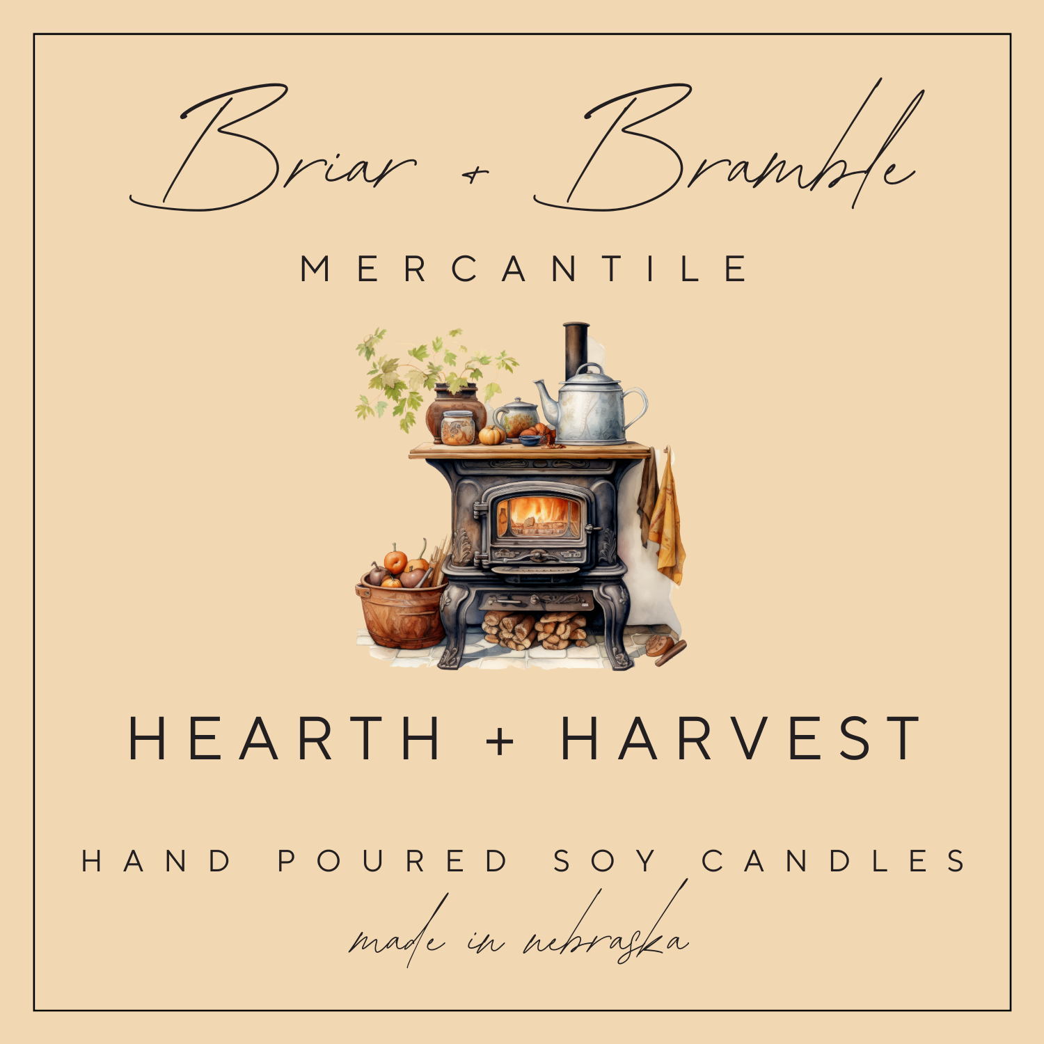 Hand poured, cottagecore autumn candle with harvest apple scent.